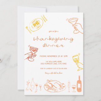 Dinner Inbjudan vid Thanksgivingen vid Hand plocka