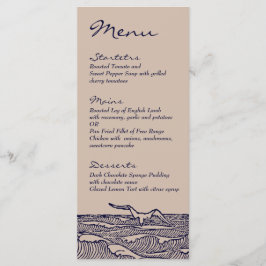 Dinner Menu för Rustic Beach Ocean Vinkarare Bröll Meny