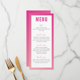 DINNER MENU modern söt rosa ombre-gradient Meny
