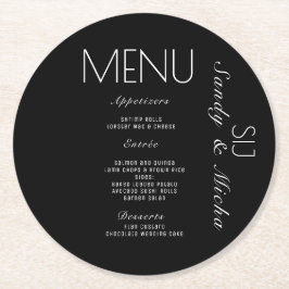 Dinner-meny för svartvit Bröllop Underlägg Papper Rund
