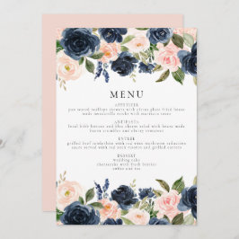 Dinner-menyn för  Blommigt i Romantic & Sweet Navy Inbjudningar