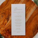 Dinner-menyn Guld Bröllop Meny<br><div class="desc">Detta känsliga menykort för guld bröllop är perfekt för ett modernt bröllop. Den romantiska minimalistiska designen har en vacker och elegant champagne gyllene gult-typografi på vit bakgrund med ett rent och enkelt utseende. Den här menyn kan användas för bröllopsmottagning,  repetitionsmiddag eller vad som helst.</div>