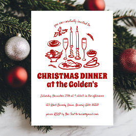 Dinner Party vid Helgdag i Hand plockade Inbjudningar