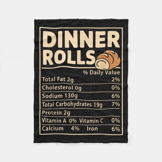 Dinner Rolls Nutrition Facts Funny Bread Food Desi Fleecefilt (Framsidan)