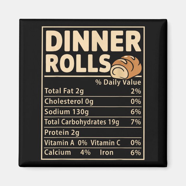 Dinner Rolls Nutrition Facts Funny Bread Food Desi Magnet (Framsidan)