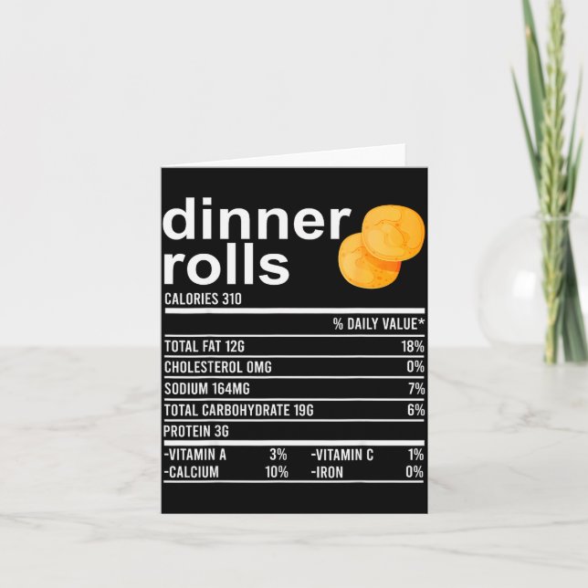 Dinner Rolls Nutrition Fakta Kläder Rolig Thanksgi Kort (Framsida)