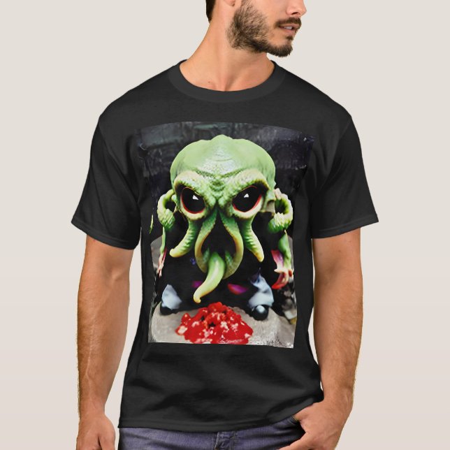 Dinner with Cthulhu T Shirt (Framsida)