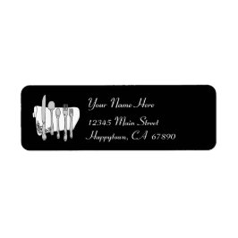Dinnerware Black and White Address Label-mall Returadress Etikett