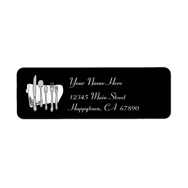 Dinnerware Black and White Address Label-mall Returadress Etikett (Framsidan)