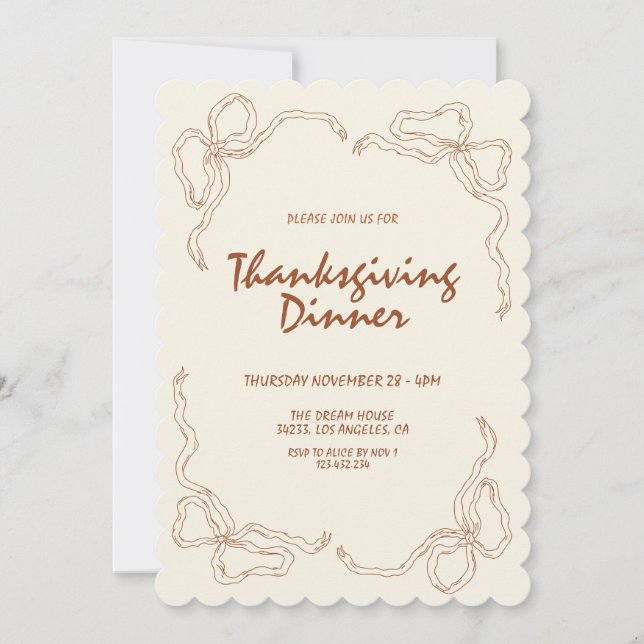 Dinninbjudan till modern minimalistisk Thanksgivin Inbjudningar (Framsida)