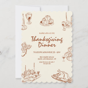Dinninbjudan till modern minimalistisk Thanksgivin Inbjudningar