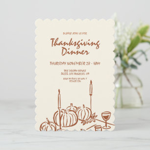 Dinninbjudan till modern minimalistisk Thanksgivin Inbjudningar