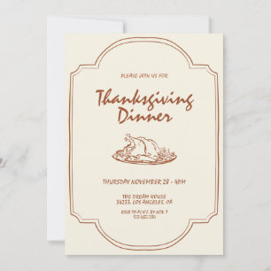 Dinninbjudan till modern minimalistisk Thanksgivin Inbjudningar