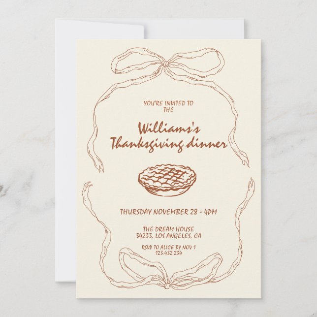 Dinninbjudan till modern minimalistisk Thanksgivin Inbjudningar (Framsida)