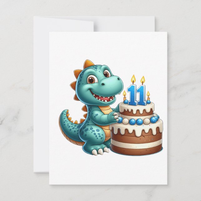 Dino 11-årsdag inbjudningar (Framsida)