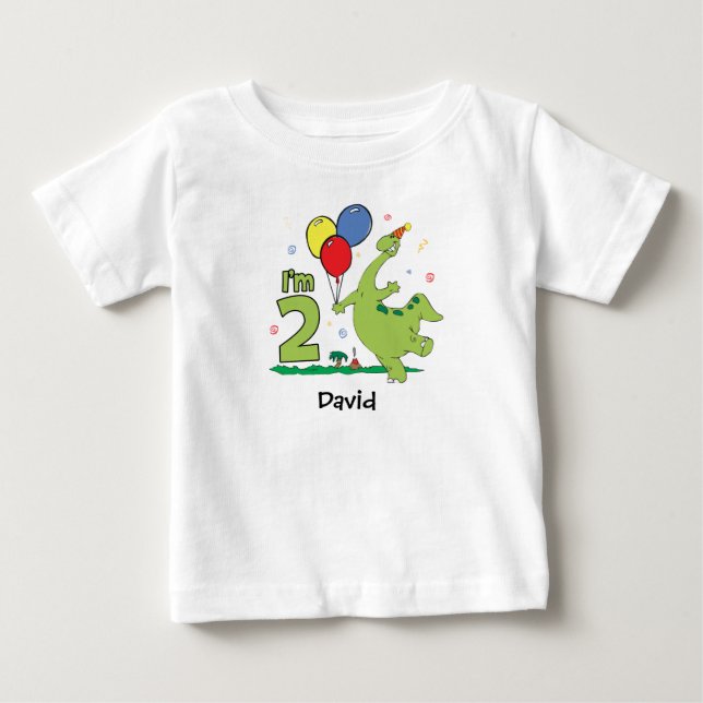 Dino 2:a födelsedagen Baby T-Shirt (Framsida)