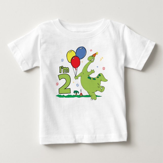 Dino 2:a födelsedagen t shirt (Framsida)