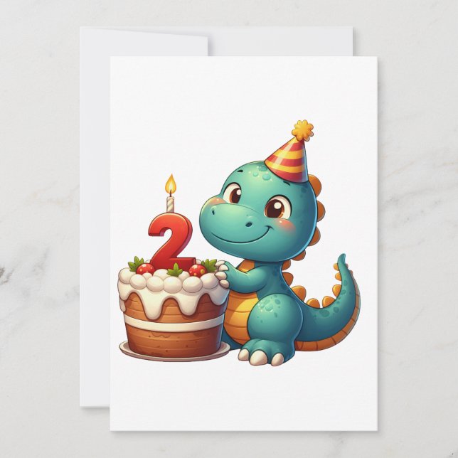 Dino 2-årsdag inbjudningar (Framsida)