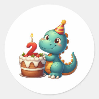 Dino 2-årsdag runt klistermärke