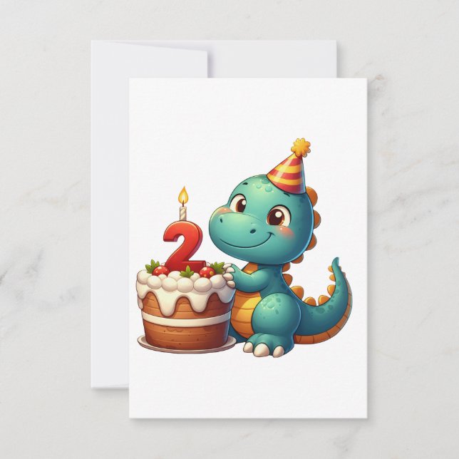 Dino 2-årsdag tack kort (Framsida)