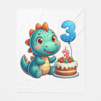 Dino 3-årsdag fleecefilt