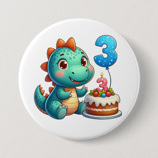 Dino 3-årsdag knapp (Framsida)