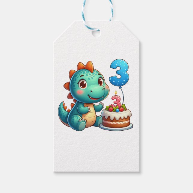 Dino 3-årsdag presentetikett (Framsidan)