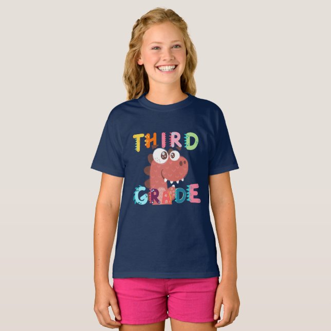 Dino 3:e KLASS Squad-läraren student shcool T Shirt (Hel framsida)