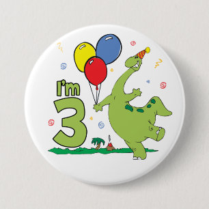 Dino 3rd Birthday Button Knapp