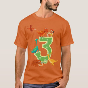 Dino 3rd Birthday Gift Dinosaur Kids Boys T Shirt