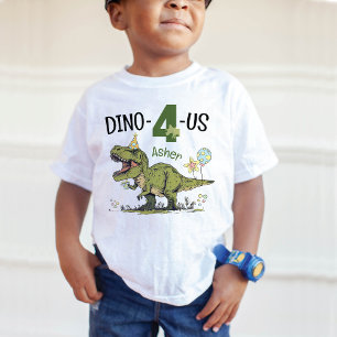 Dino-4-us Cute Dinosaur 4:e Namn-Födelsedagsfesten T Shirt