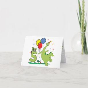Dino 5:e födelsedagsinbjudan tack kort