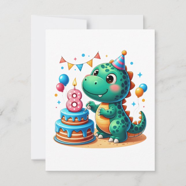 Dino 8-årsdag anteckningskort (Framsida)