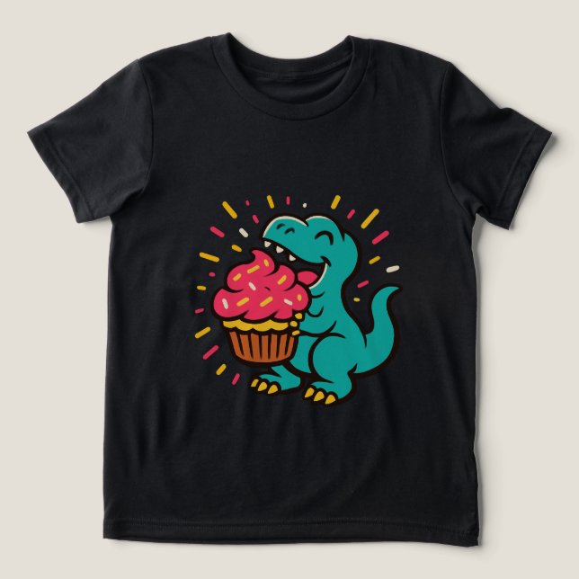 Dino älskar cupcakes  t shirt (Design Framsida)