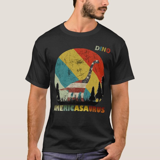 dino, americasaurus, dinosaur 4th of july t shirt (Framsida)