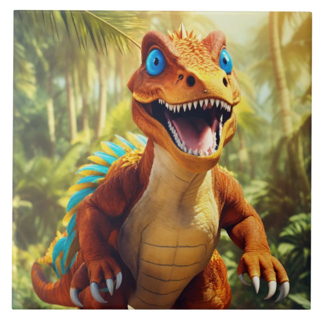 Dino-astic Birthday Kakelplatta (Framsidan)
