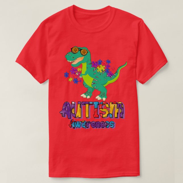 Dino Autism Awareness T Shirt (Design framsida)