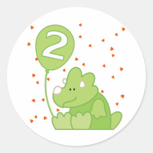 Dino Baby 2:a födelsedagen Runt Klistermärke