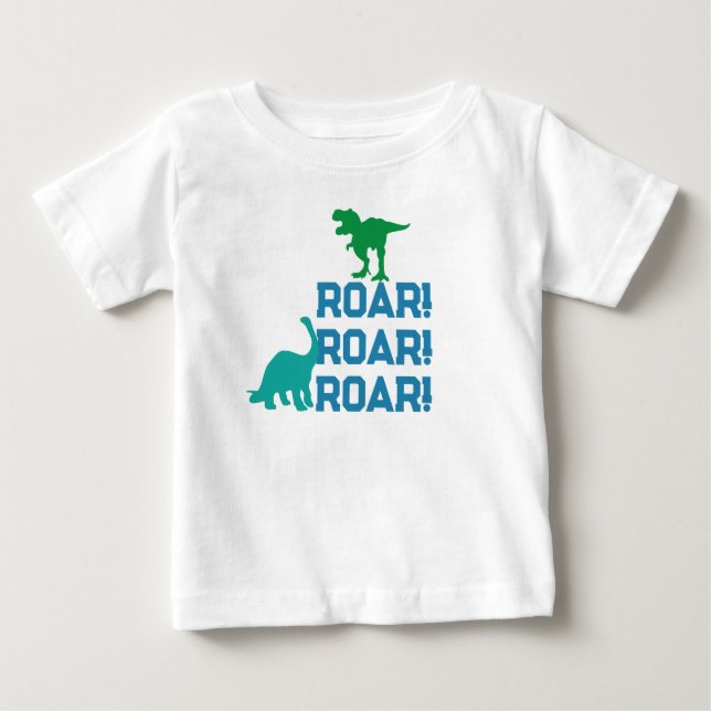Dino Baby Shirt - Anpassat namn och ålder T Shirt (Framsida)