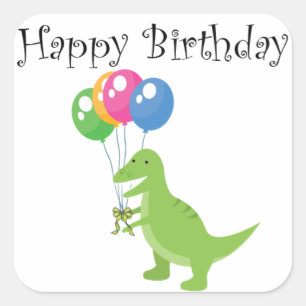 Dino Balloon Sticker Fyrkantigt Klistermärke