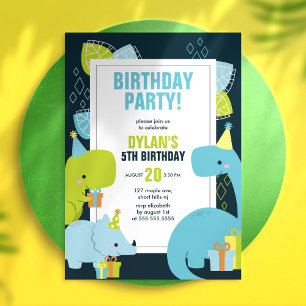Dino Barns födelsedag Party Inbjudningar