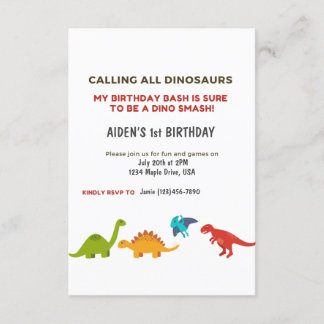 Dino Bash Inbjudningar