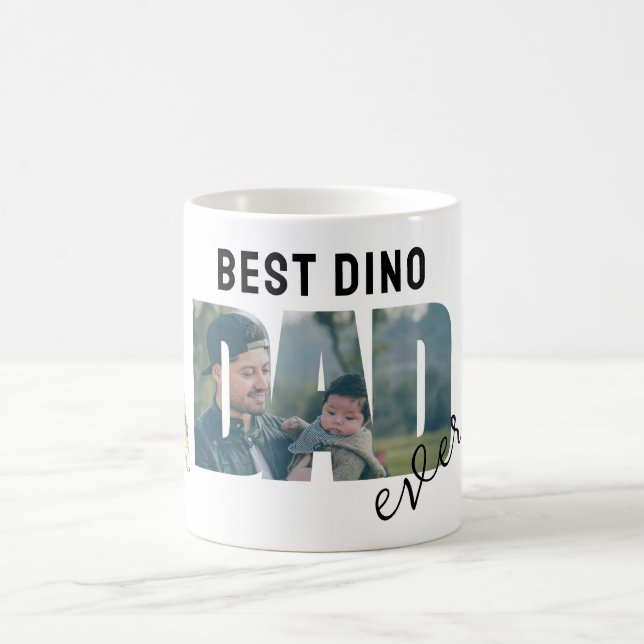 Dino Best Dad Ever Personalized Photo Kaffemugg (Center)