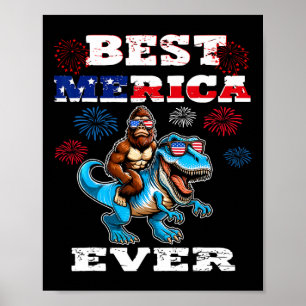 Dino Bigfoot 4 juli 1776 Boys American Flagga Poster