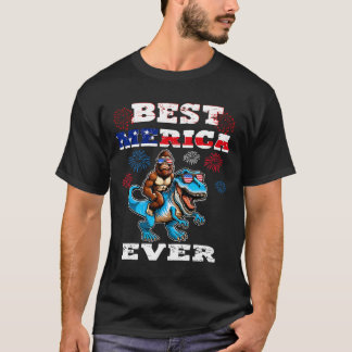 Dino Bigfoot 4 juli 1776 Boys American Flagga T Shirt