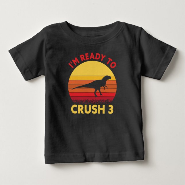Dino Birthday-Redot till Crush 3 Shirt T Shirt (Framsida)