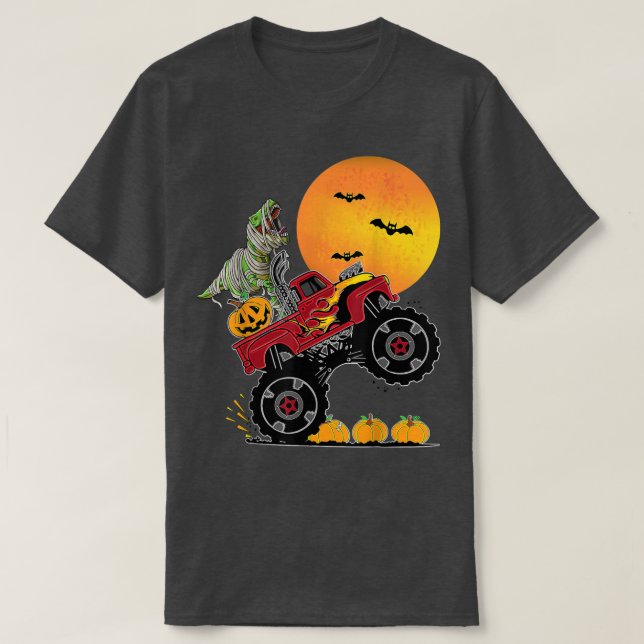 Dino Boys Halloween Monster Lastbil Dinosaur T re  Shirt (Design framsida)