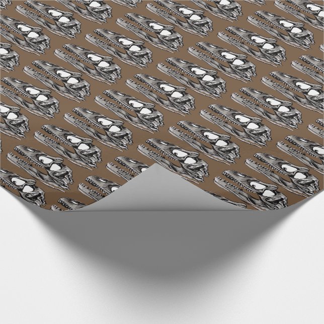 DINO - Brun Glossy Wrapping Papper, 30 x 6' Presentpapper (Hörn)