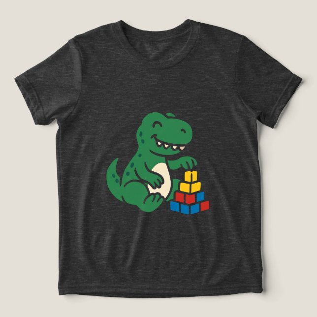 Dino Building Blocks Fun T Shirt (Design Framsida)
