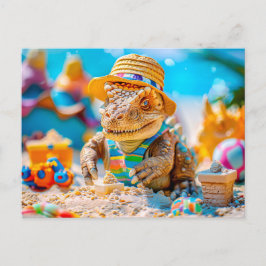 Dino Byggnad Sandcastle på Beach Helg Vykort